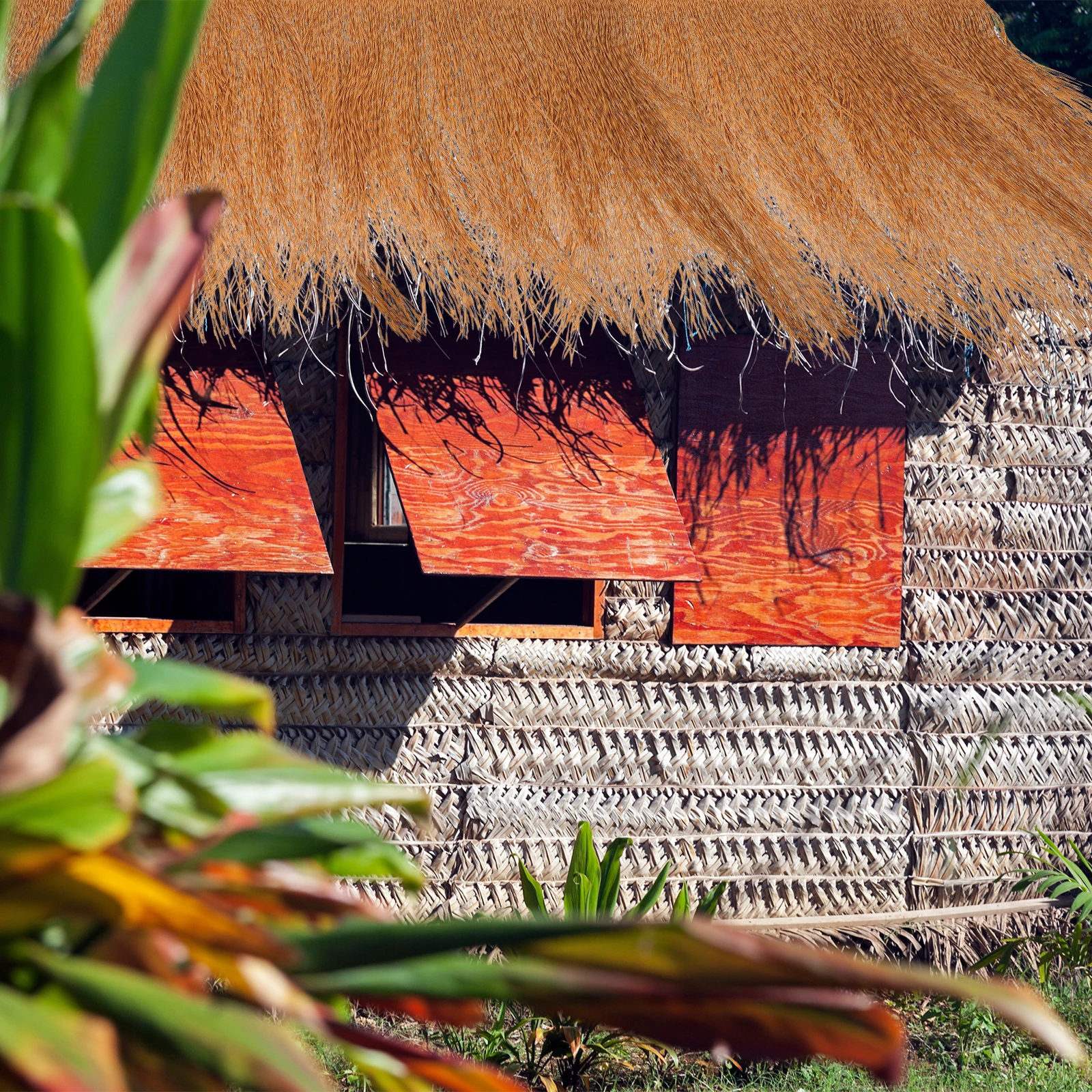 

Artificial Thatch Roof Decoration Pure Color Straw Retardant Simulated Grass Panel Indoor Outdoor Garden Landscaping