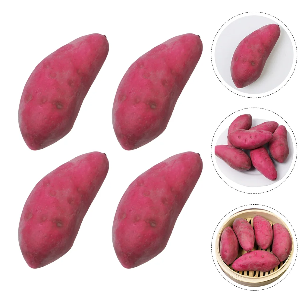 4 Pcs Vegetable Model Fake Sweet Potato Lifelike Foams Decorations Drying Rack Ornaments Vegetables Realistic Child