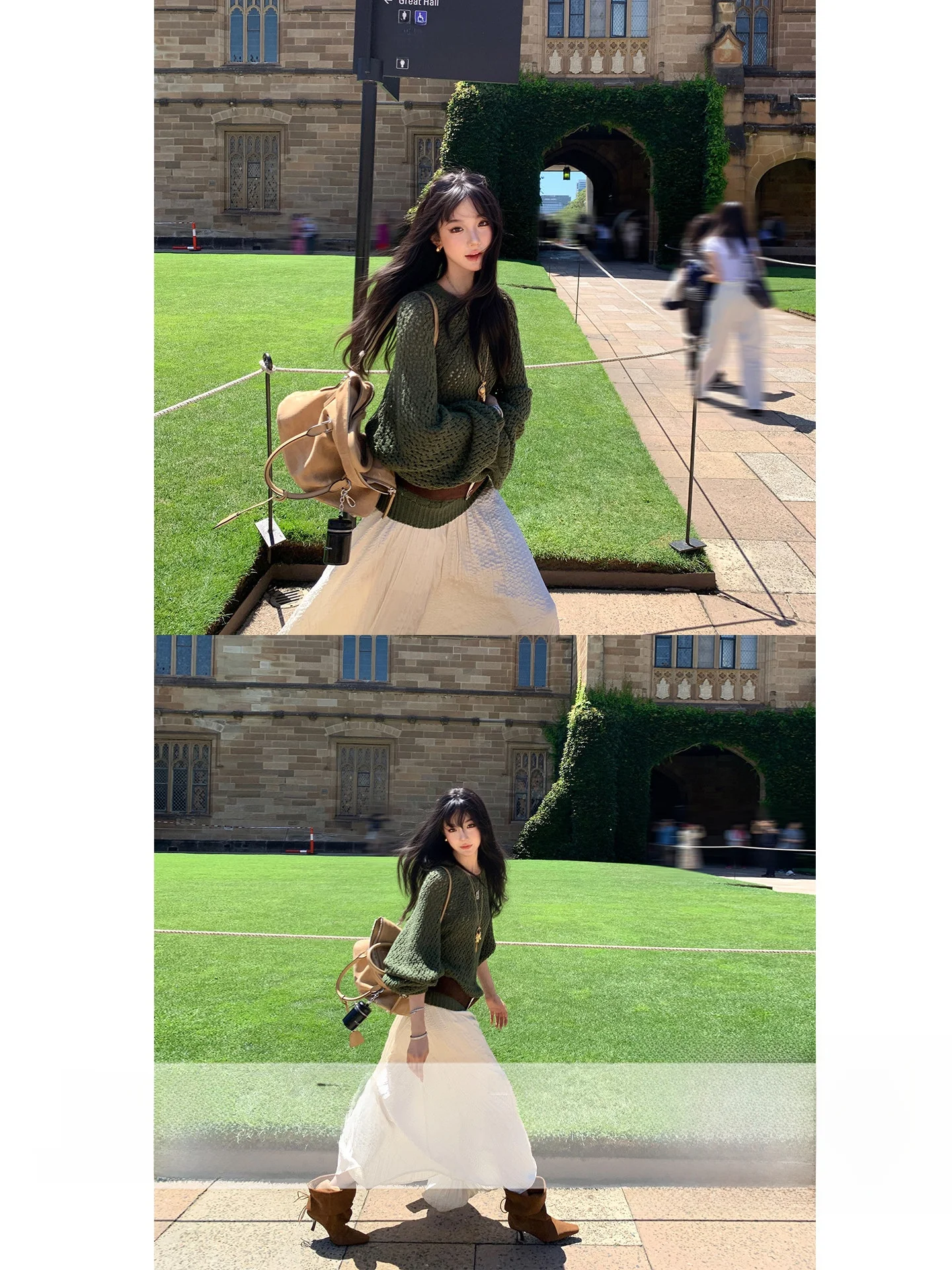 

Cleanfit Spring Knitted Hollow out Loose Fit Airy Top Heavy Gauge Knitwear Casual Commute Style Long Sleeve Cotton Blend