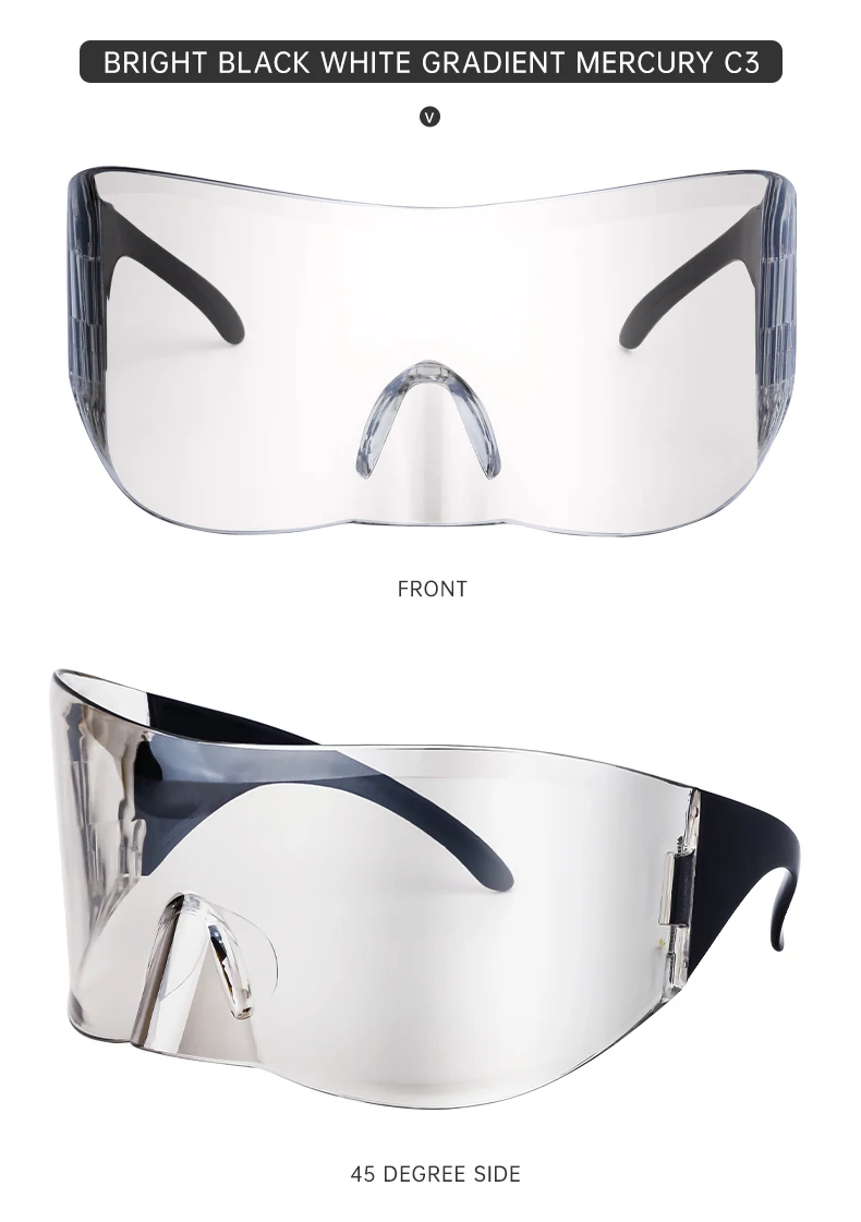Rechteckige Masken-Sonnenbrille für Damen und Herren 2026 Luxusmarken-Designer Punk Sonnenbrille Steampunk Y2k Übergroße Shield-Brille – Detail 15