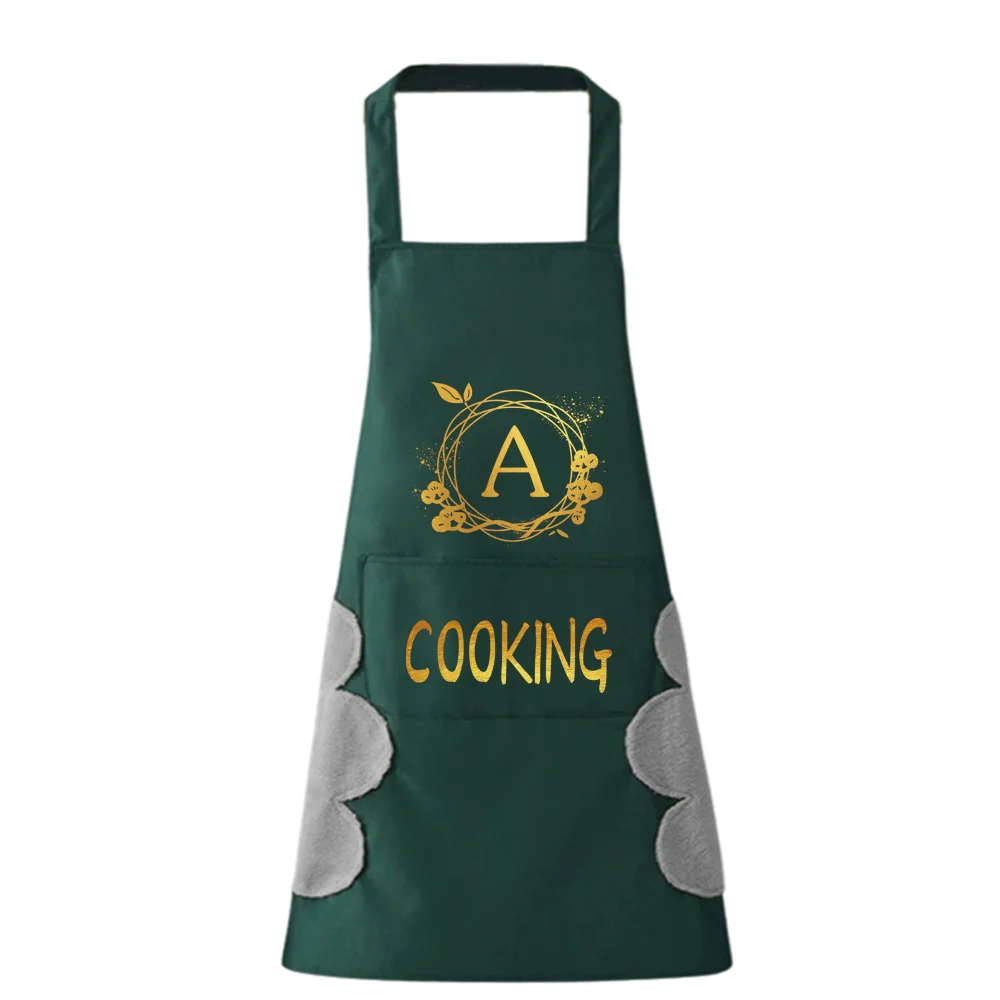 New Kitchen Aprons for Woman Men Chef Work Apron Restaurant Waterproof Uniform Wreath 26 Letter Series Beauty Studios Uniform