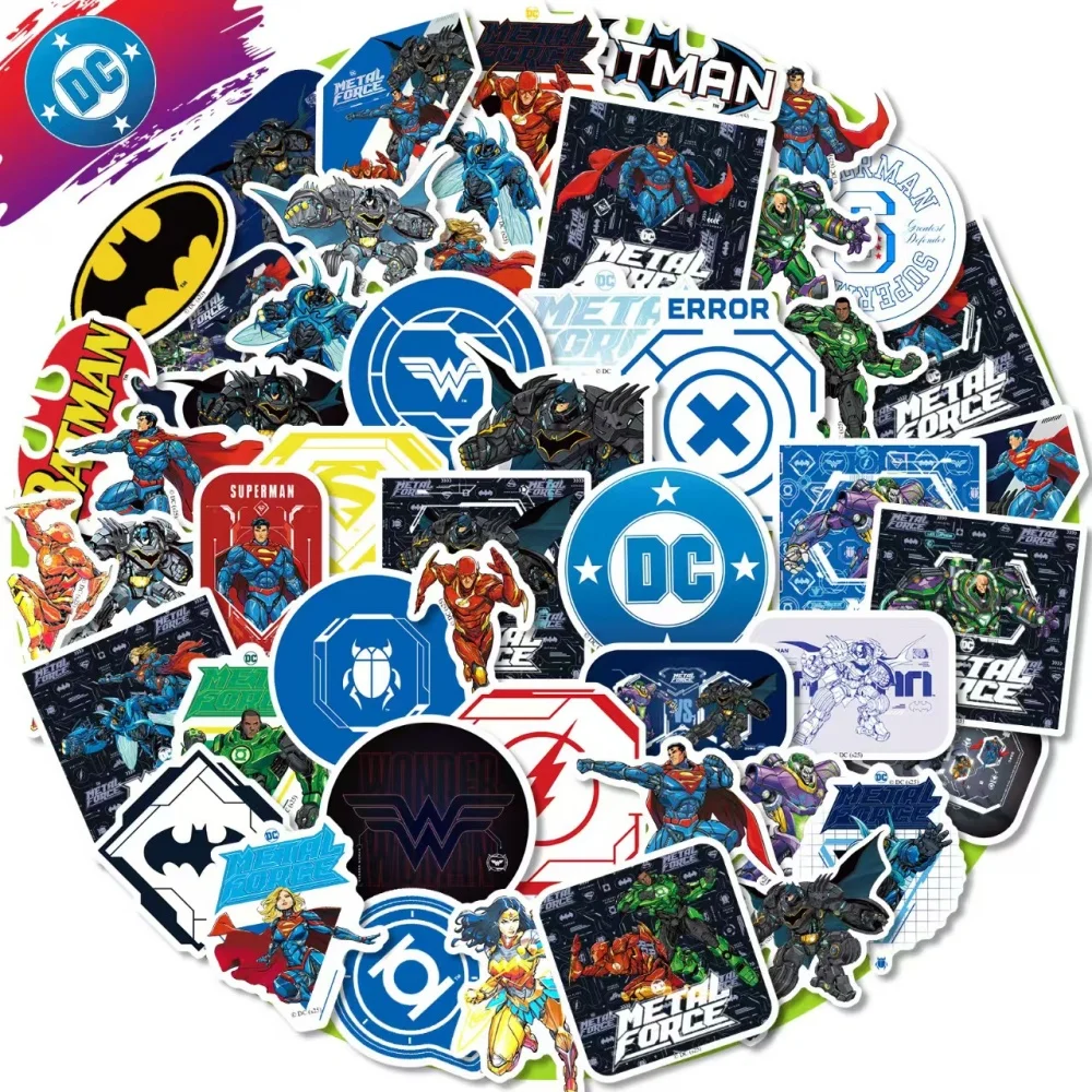 50 Uds. Pegatinas genuinas de Dc Justice Batman, pegatinas impermeables de superhéroes de dibujos animados, adecuadas para patinetas, calcomanías de equipaje, regalos