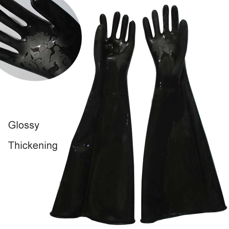 Sandblasting Rubber Gloves Long Thickened With Particles Wear-resistant Gloves Sandblasting Working Acid Alkali Resistant Gloves
