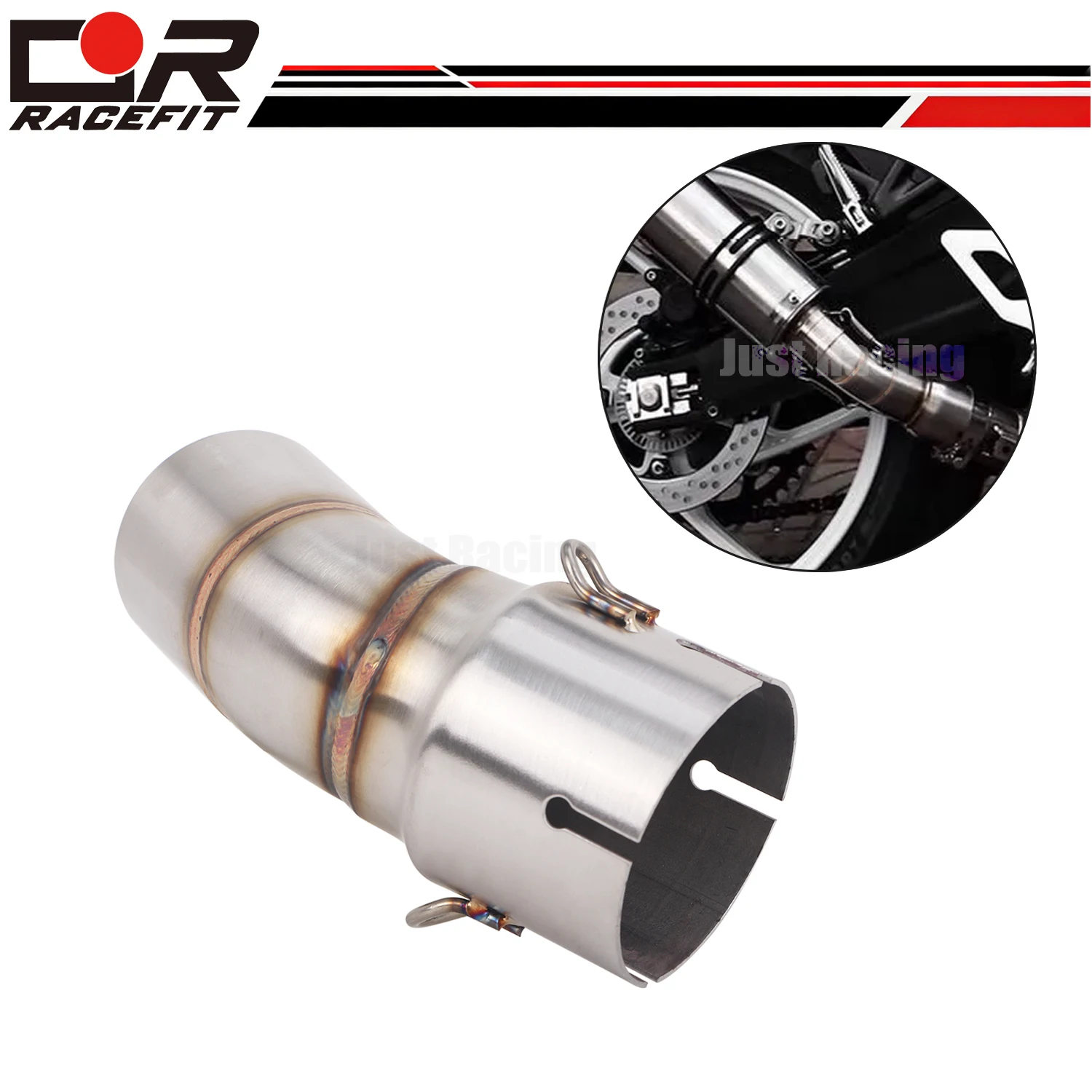 

For ZXMOTO 500F ZHANGXUE 500 F ZX500F Slip On 51mm Exhaust Mid Link Stainless Pipe