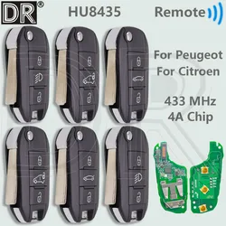 DR HU8435 4A Chip 433MHz VA2/HU83 Flip Car Remote Key P/N 98 139 654 77 For Peugeot Expert 308 3008 408 508 C3 C4 Cactus C5 C6