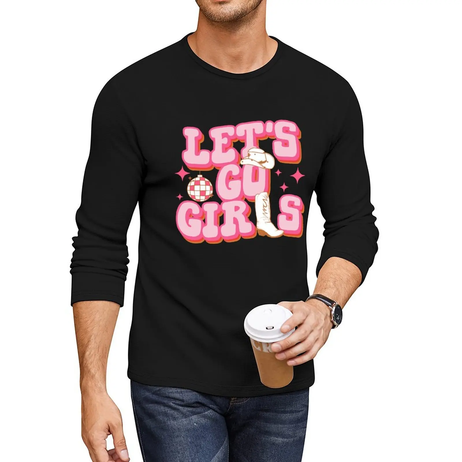 Let's Go Girls Cowboy Hat Cowgirl Boots Bachelorette Party Long T-Shirt sweat shirt blank t shirts mens vintage t shirts