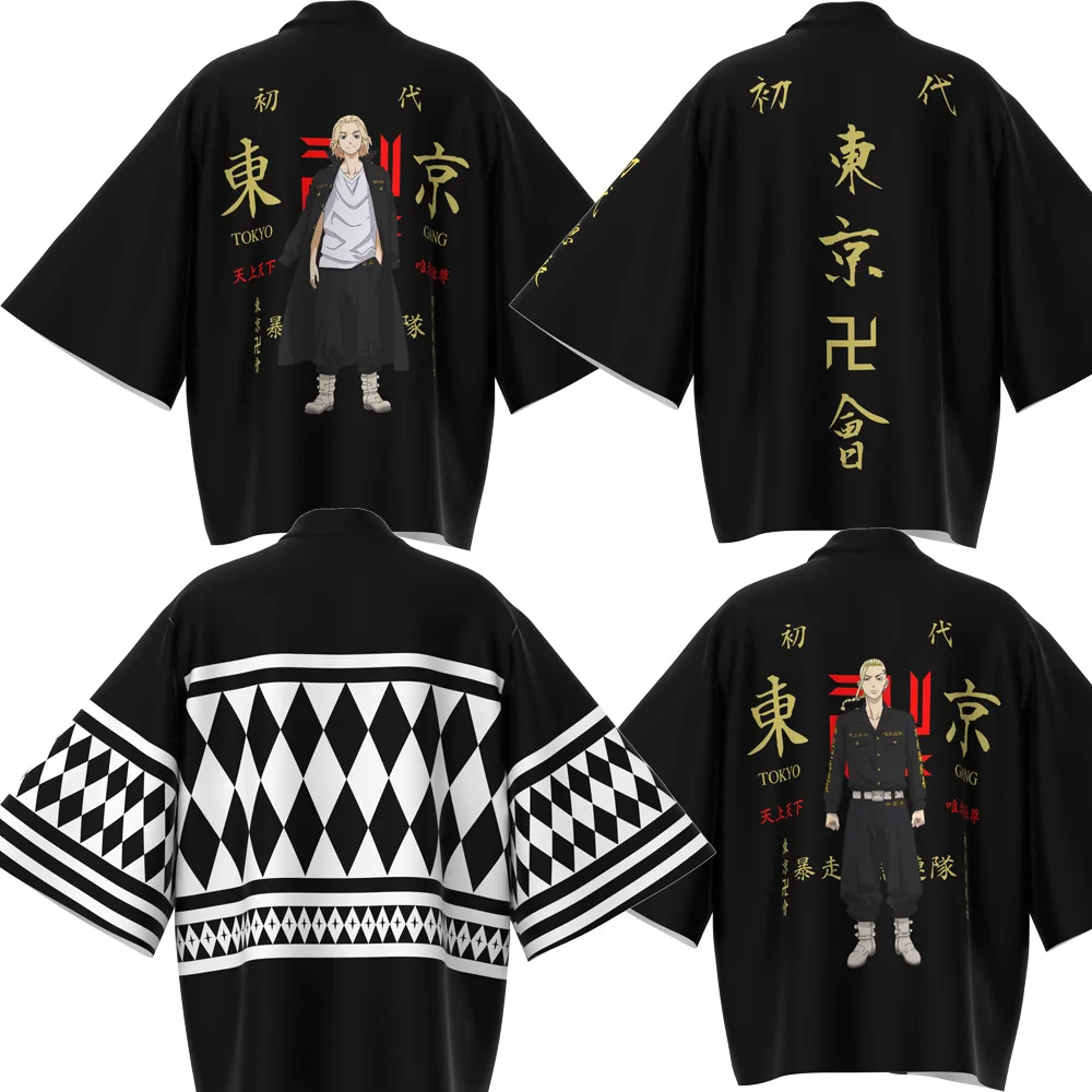 Anime Tokyo Revengers Tokyo Manji Gang Haori Short Sleeve Cloak Shorts Manjiro Sano Cosplay Ken Ryuguji Toman Summer Uniform