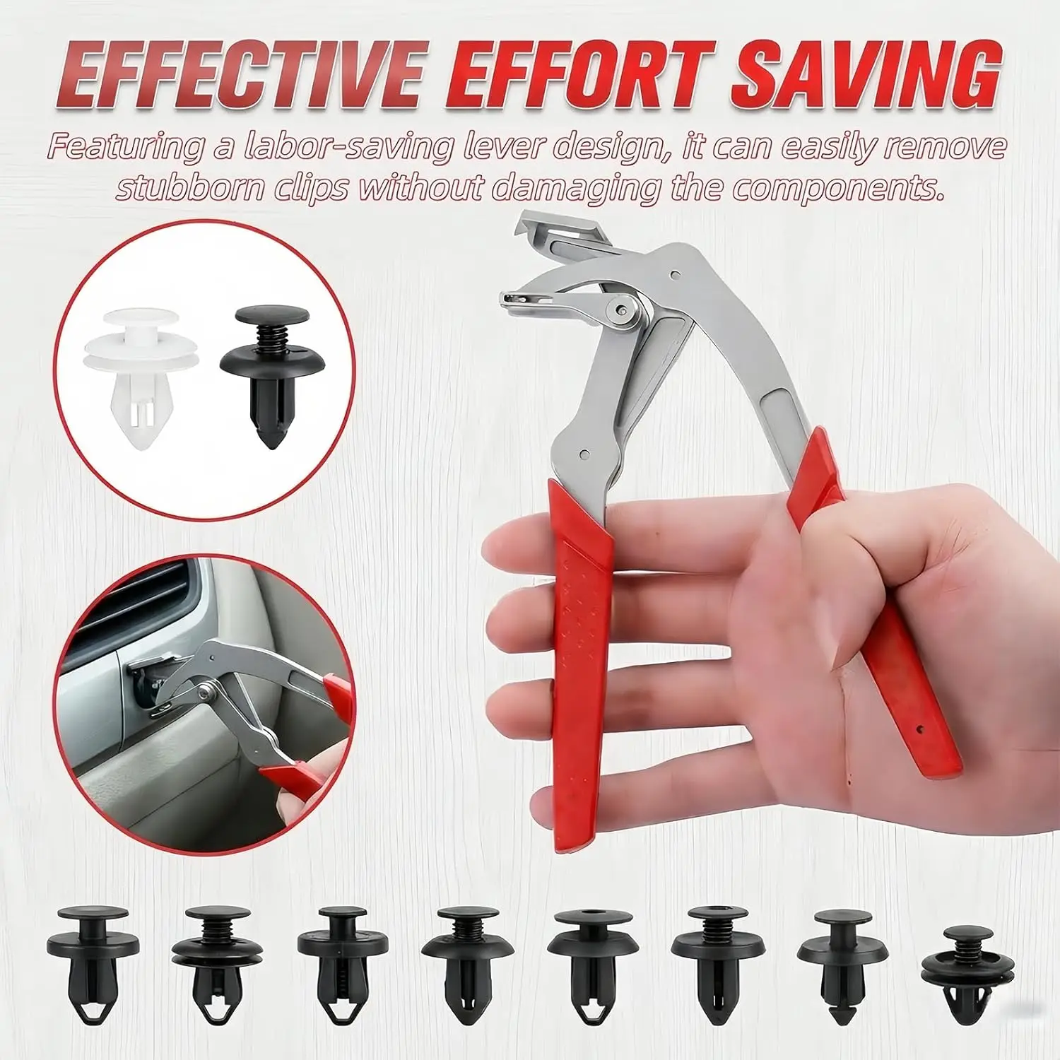 Car Clip Pliers & Panel Clip Removal Pliers, Spring-Loaded Fastener Rivet Remover for Auto Door Panels,Mechanic,Damage