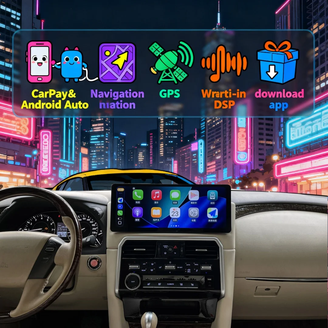 

17-дюймовый сенсорный экран для Nissan Armada Patrol Y62, Infiniti QX80 QX56 2010-2020, Carplay, Android 15, автомобильная мультимедийная система