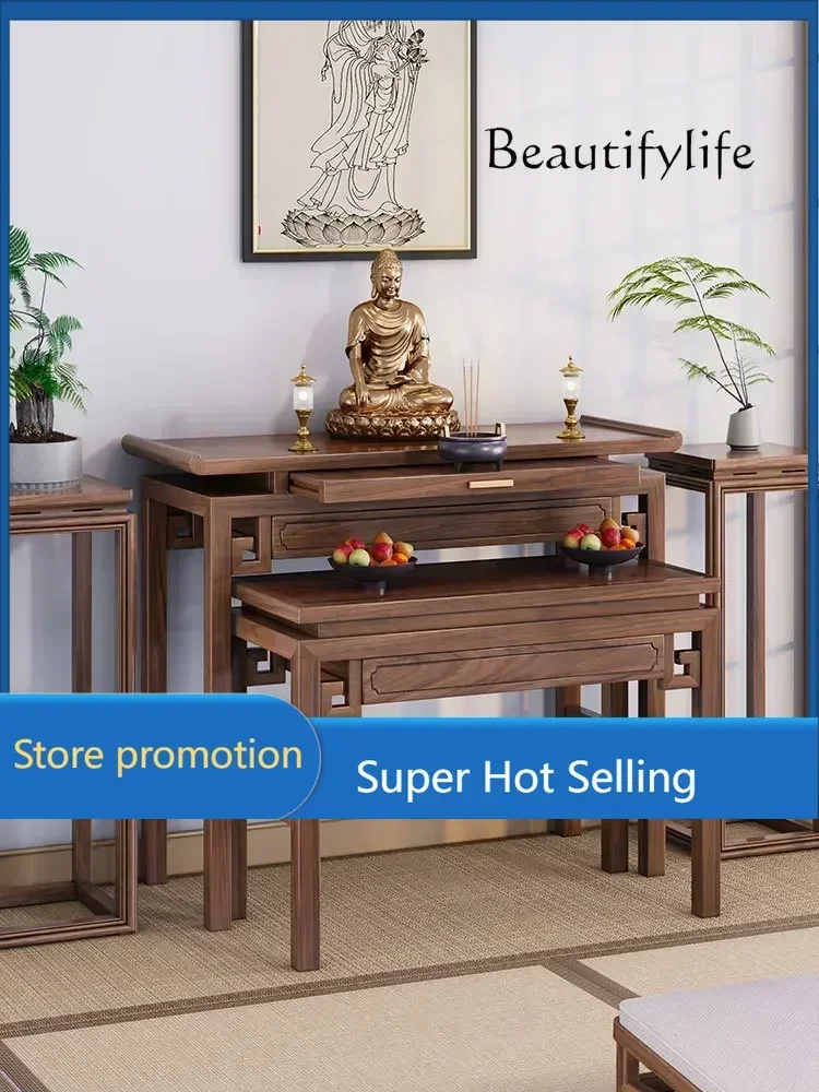 P3 New Chinese Style Altar Incense Burner Table Buddhist Hall Solid Wood Buddha Table Modern  Tribute Table Simple Desk  Cabine