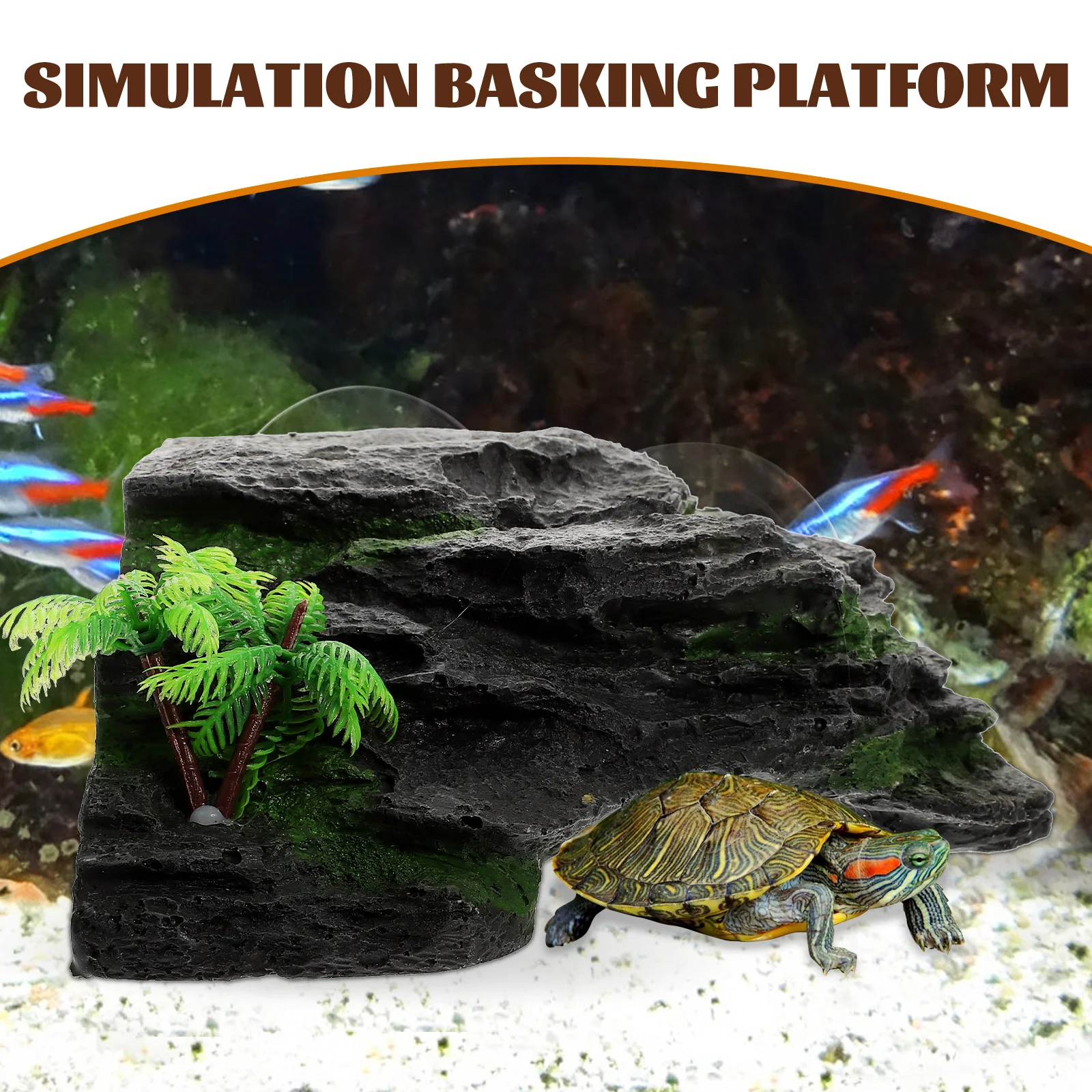 Aquarium Turtle Basking Platform Large Realistic Climbing Ornament for Turtle Tank Decoration Reptile Rest Stand Tortoise