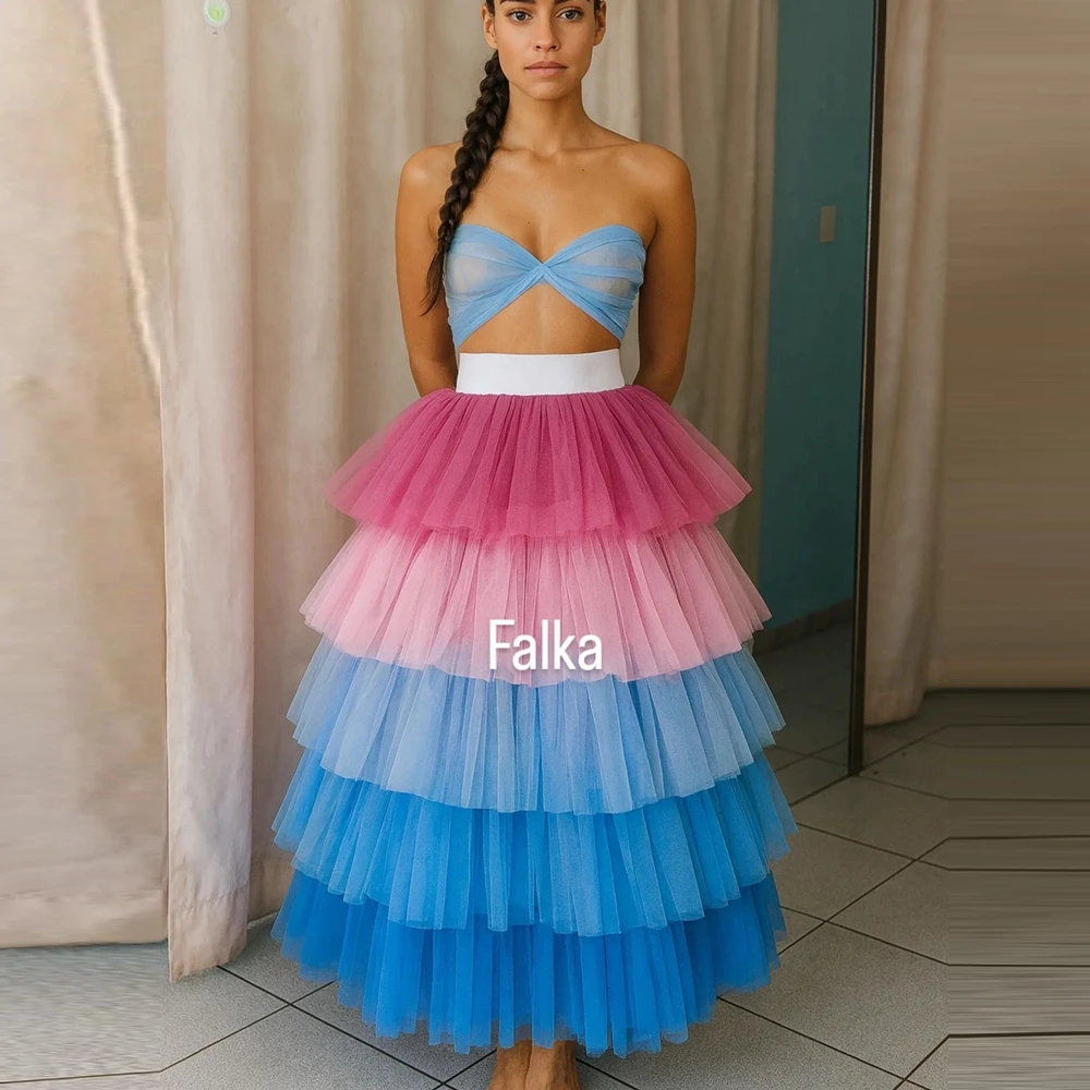 

﻿ Уникальная многослойная юбка из сетки «Радуга» из тюля, разноцветная, женская, в пол, пышная, для мероприятий и вечеринок, на заказ