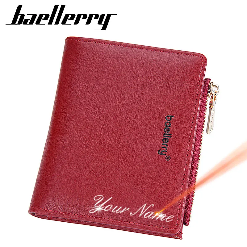 

New Short Women Card Wallets Free Name Engraving Card Holders Female Purses Simple Coin Pocket Zipper Women's Wallet Hasp