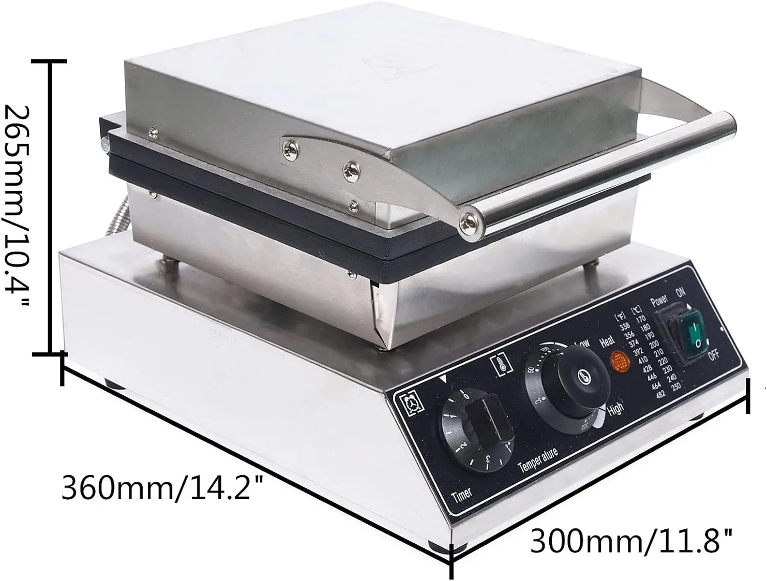 Máquina para hacer churros de 8 piezas, 1500 W 110 V 50 ~ 300 ℃   Gofrera Manual, máquina para hacer muffins, panadero, gofrera eléctrica antiadherente, acero inoxidable