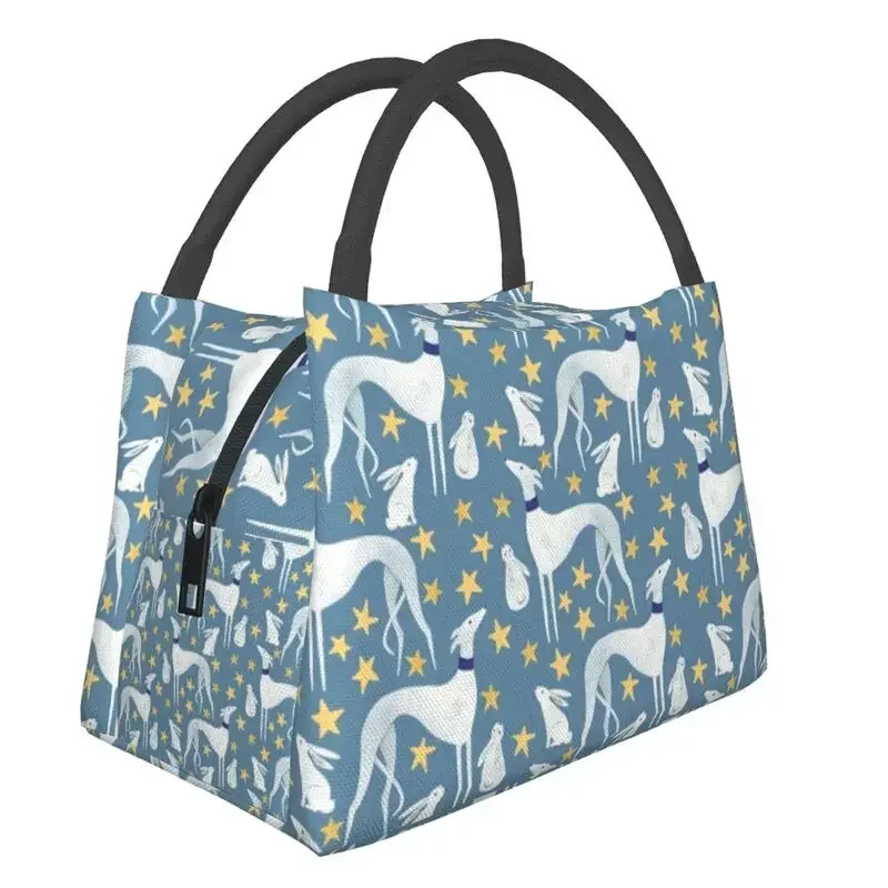 

Galgo Hare And Stars Insulated Lunch Bag for School Office Greyhound Whippet Dog Leakproof Cooler Thermal Lunch Box Women