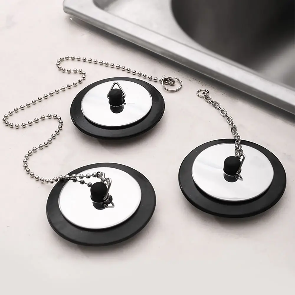 1Pcs Durable Rubber Tub Stopper Universal With Chain Bath Tub Drain 4/4.3/5cm With Hanging Ring Bathtub Plug Bathtub Accessories
