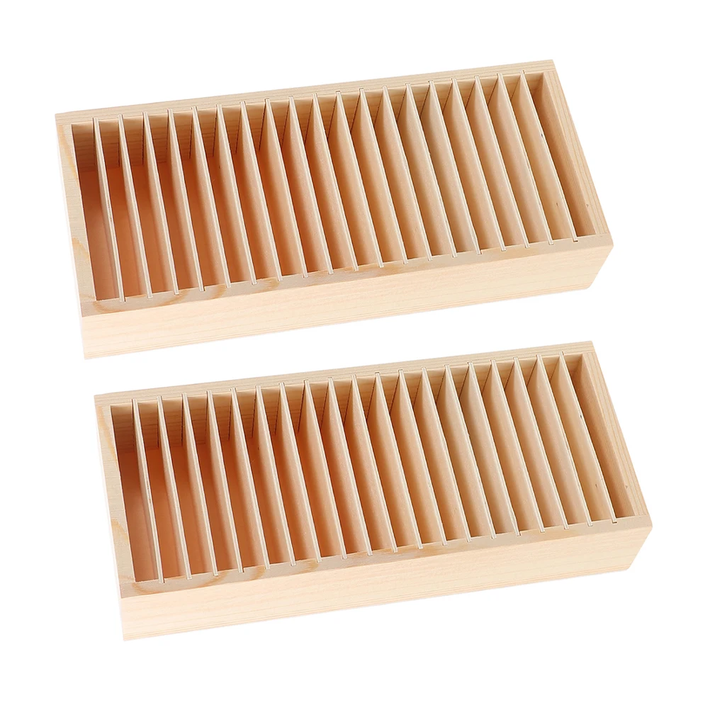 

2pcs Wooden Card Storage Box Multicompartment Detachable Business Cards Holder Trading Card Organizer Office Desktop Solution