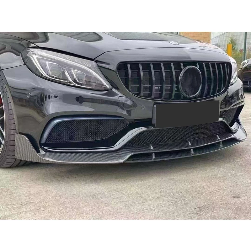 Carbon Fiber For Mercedes Benz C Class W205 AMG C63 2 Door 2016-2022 Car Front Bumper Splitter Front Lip Chin Spoiler Diffuser