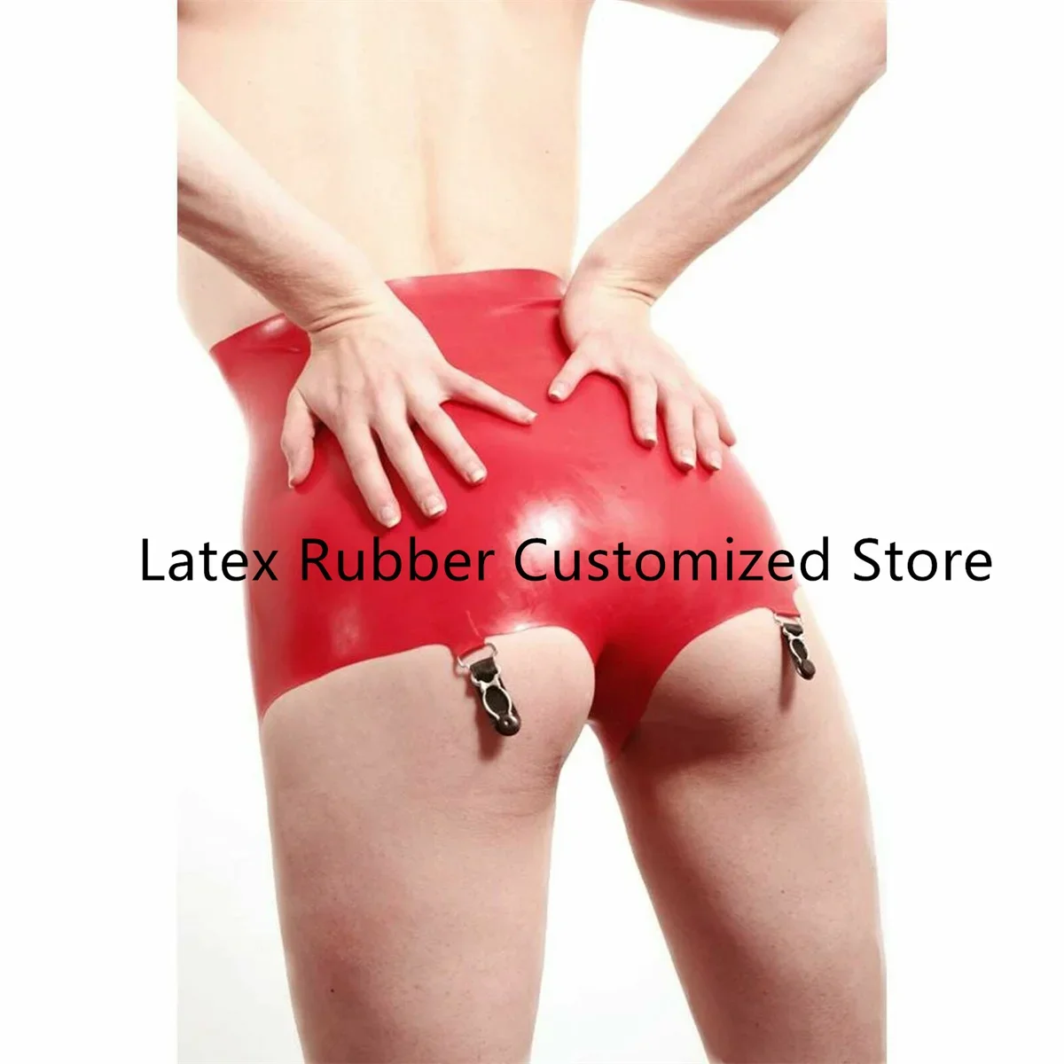 

Sexy Boxer Latex Shorts Rubber Club Cosplay Red Sock Clip Underwear 0.4mm S-XXL Sexy Lingerie Cosplay Costumes