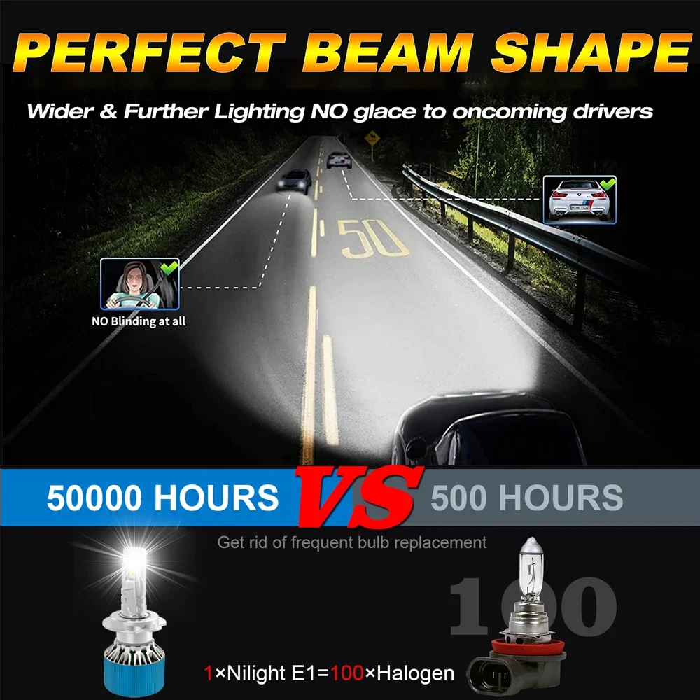 H7 canbus led farol 9 núcleos chip csp h4 luz do carro 1000000lm 1000w h1 h11 9005 hb3 9006 hb4 9012 lâmpada de nevoeiro automóvel 6000k 12v