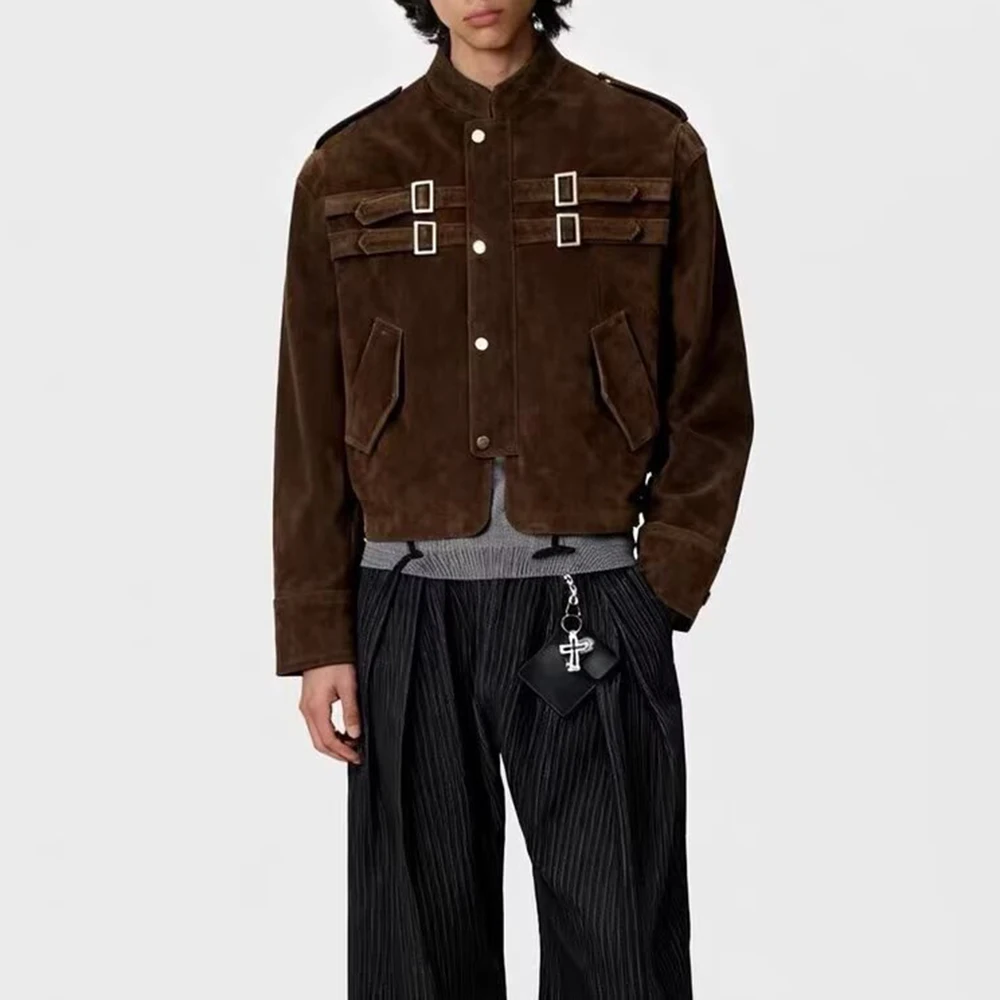 2026 Winter New Men's Solid Color Long-Sleeve Jacket American Retro Fashion Trend High Street Casual Loose Simple Men's Tops