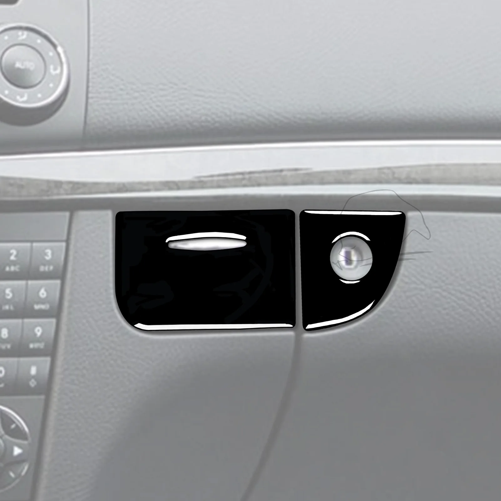 For Mercedes Benz E-Class W211 03-09 Piano Black Co-pilot Storage Box Key Lock Trim Strips Interior Retrofit Accessories Sticker