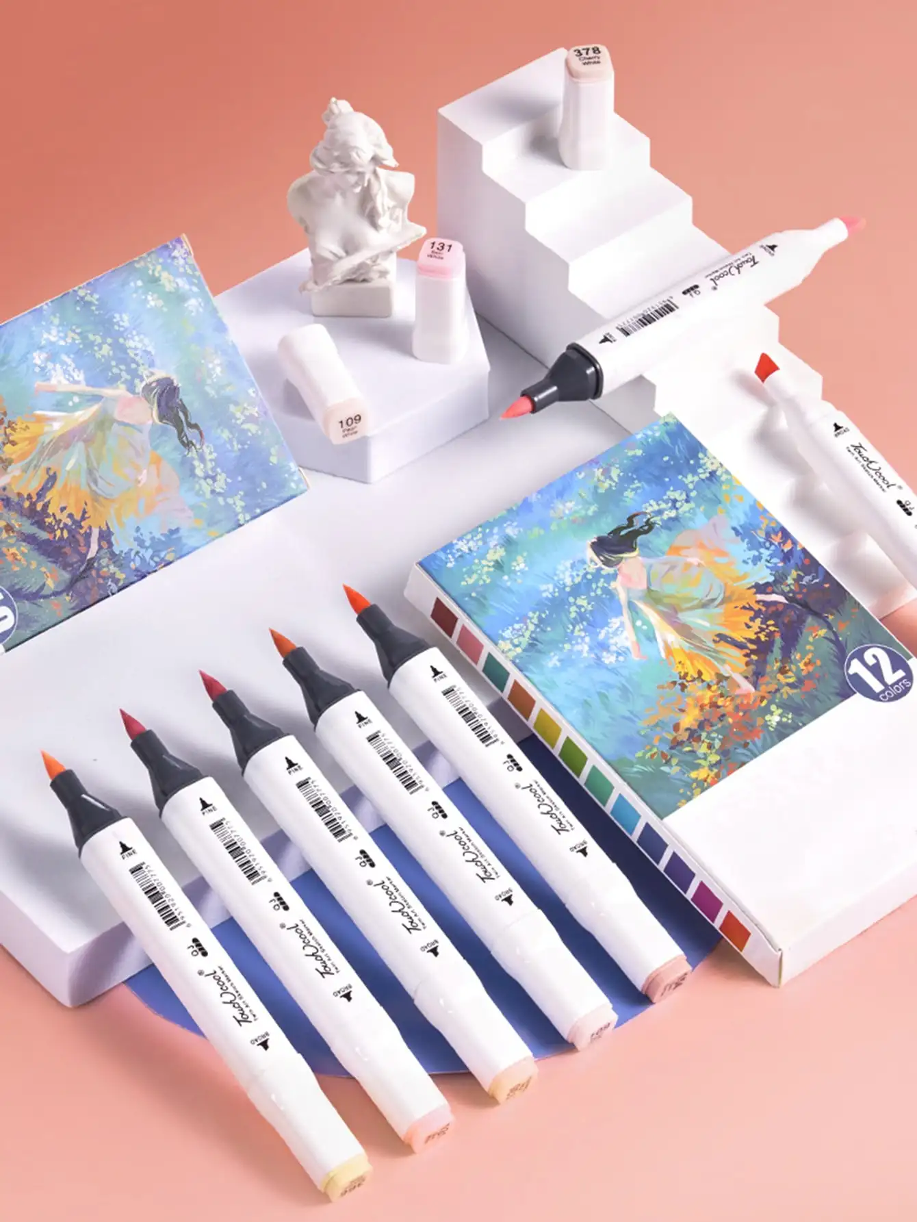 Bview Art Dual Tip Alcohol Based Flesh Color Marker Pen Set 24colors  Skin Tone&Hair Art Markers image 6