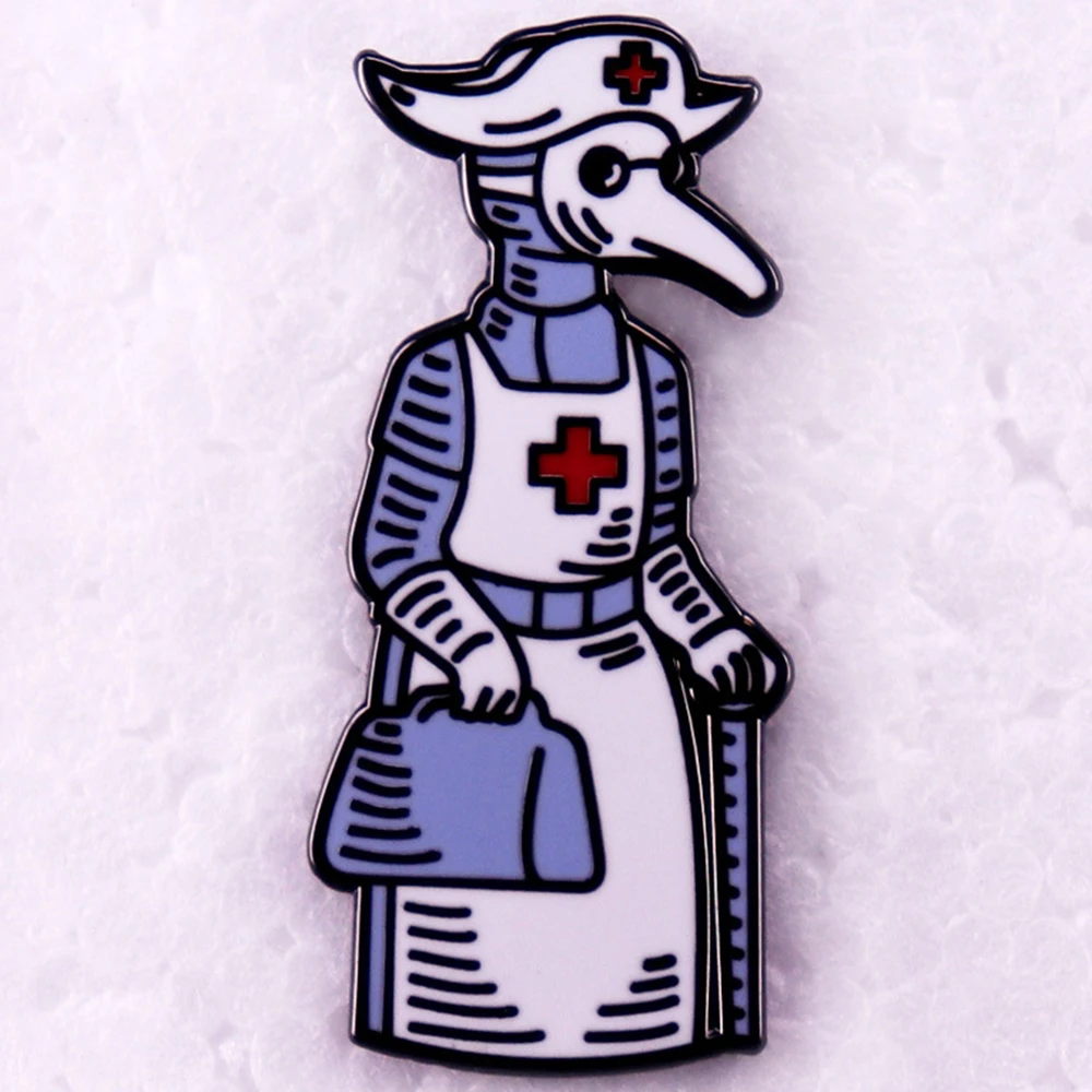 DCARZZ Creative Plague Doctor Brooch Medical Crow Nurse Enamel Pin Backpack Bag Lapel Badges Jewelry Accessories