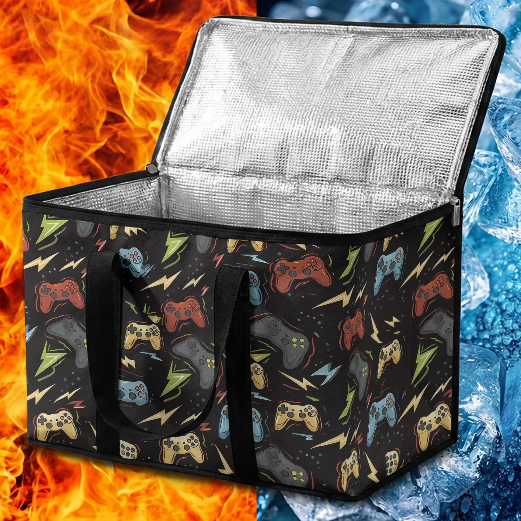 Game Controller Print Insulated Cooler Box Large Capacity Thermal Bag For Picnic Beach Camping Travel