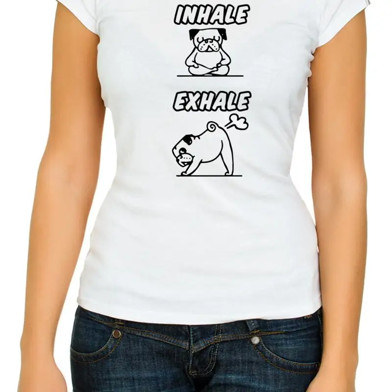 

PUG Yoga 3 4 Short sleeve White Woman T Shirt K502