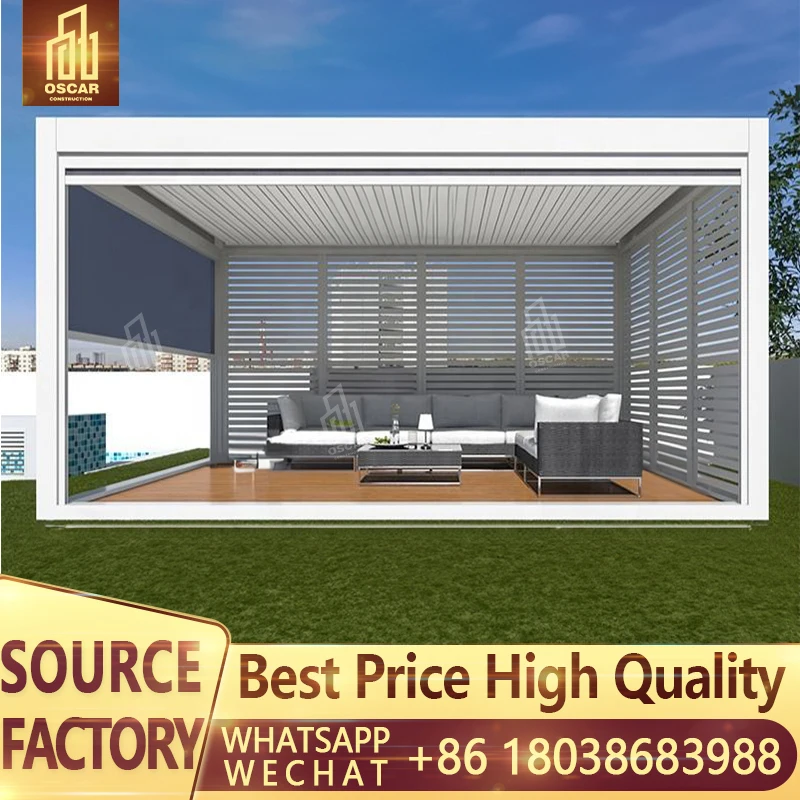 

Morden Luxury Backyard Waterproof Opening Roof Louver Aluminum Gazebos Awning Garden Pergola