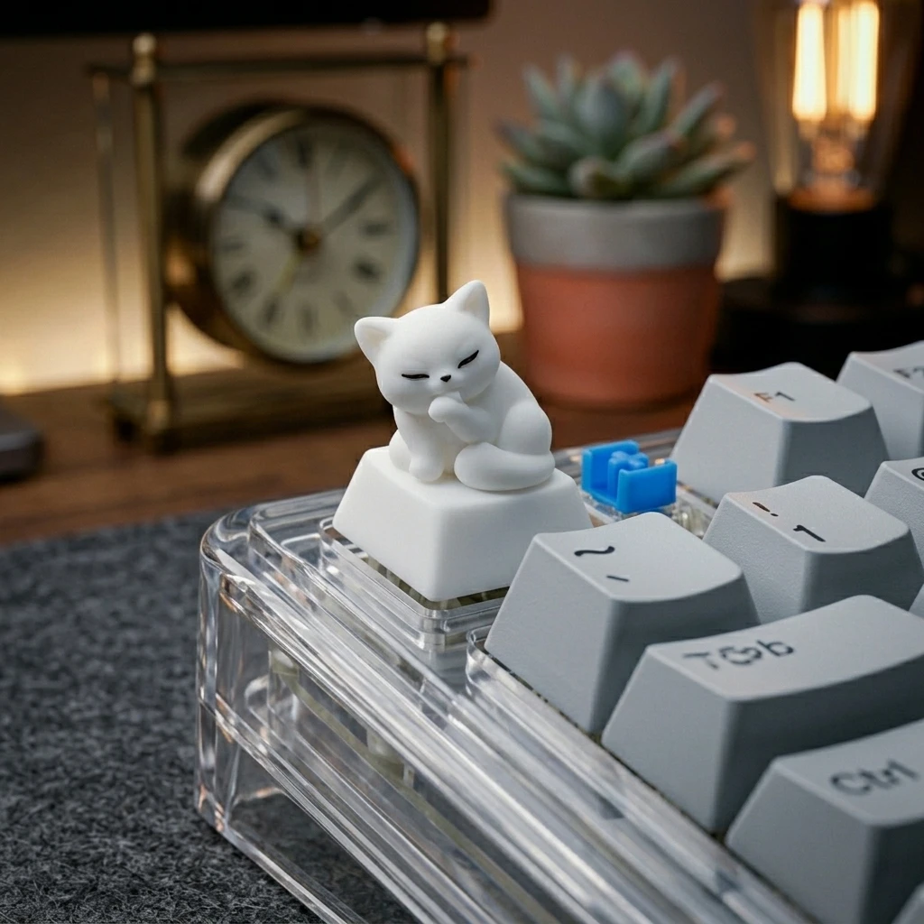 A kitten licking Custom Keycaps Cross Axis PC Gaming Keyboard Peripherals Collection Gift