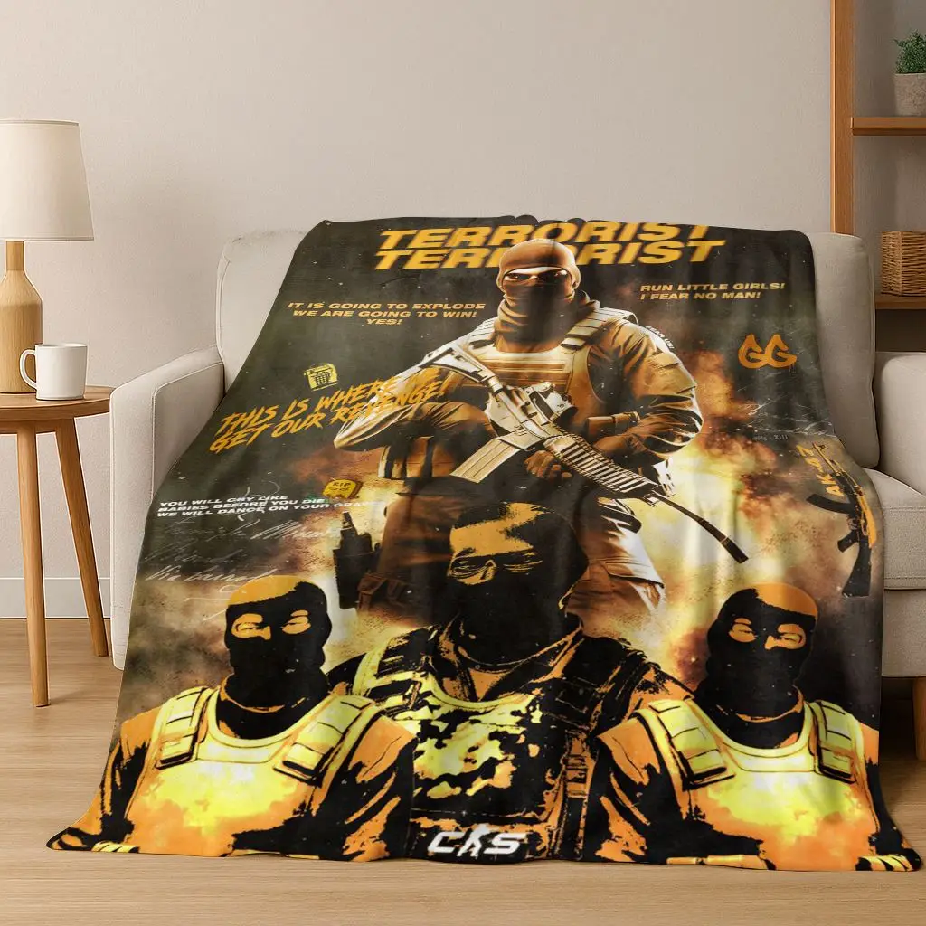 26 Style CS GO Game Counter Strike Gamer Flannel Blanket,Warm and Cozy Soft Throw Blanket for Home Bedroom Bed Sofa Cover Gift
