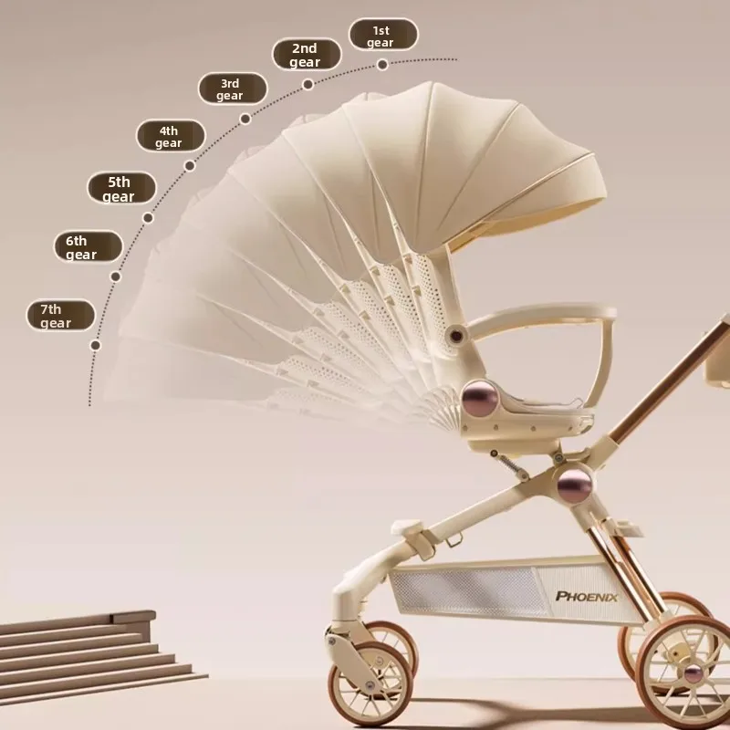 

Foldable Baby Stroller Convertible Toddler Pushchair for 0–3 Years Adjustable Sunshade 5-Point Safety Belt Large Basket