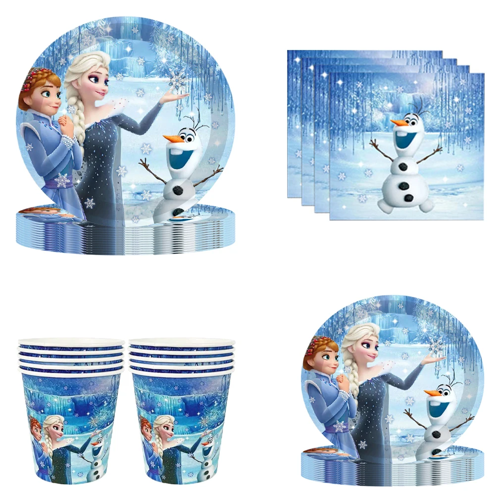 

Disney Frozen Birthday Party Decor kids Boy Girl Disposable Tableware Set Cups Plates Tablecloth Baby Shower Party Supplies Set