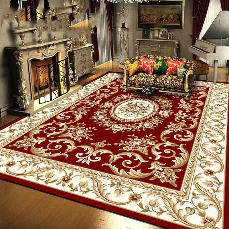 European Style Red Carpets for Living Room Large Size Washable Lounge Luxury Rugs Entrance Door Mat Anti Slip Bedroom Decor Mats