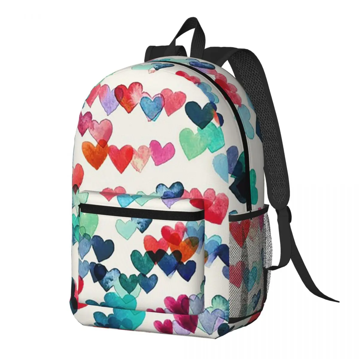 

Colorful Heart Pattern Backpack Daypack Large Capacity Kids BookBag School Bag Shoulder Bags for Men Women
