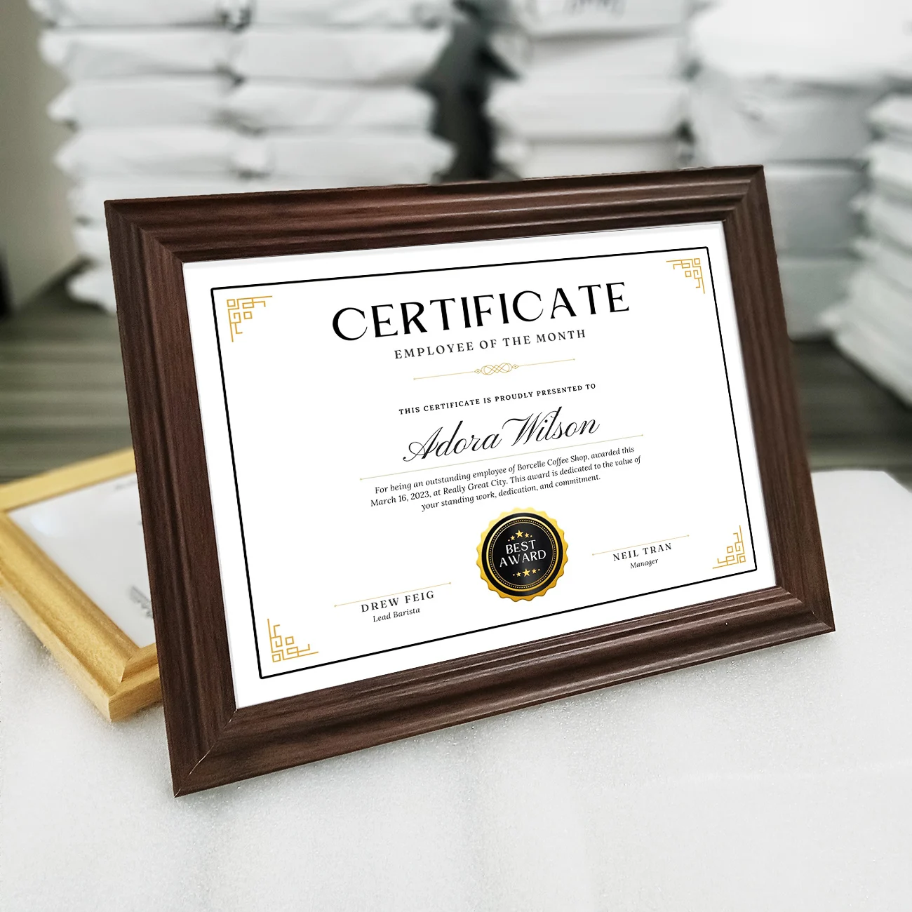 1/2pcs 8x12in Wood Phoro Frame A4 Certificate Document Honor Frame Retro Classic Wood Color Red Picture Frame Hung Desktop