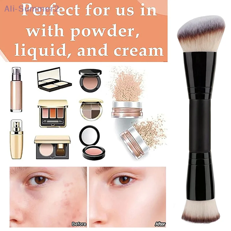 {MX} 1/2Pcs Professional Double Ended Makeup Brush Large Round Head Foundation Concealer Brush Travel Make Up Tools