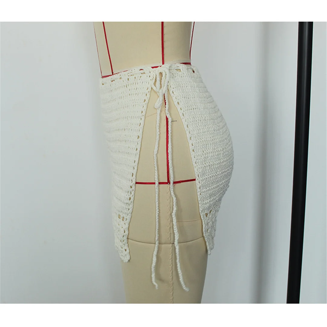 2026 Ausgehöhlter Rock Sarong Häkel-Strick-Tunika Strand-Überwurf Strandkleid Strandmode Damen V8074 – Detail 15