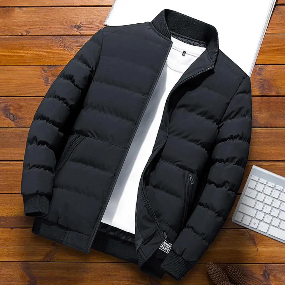 Popular Men Coat Long Sleeve Winter Baseball Jacket Windproof Ribbing Bottom Jacket