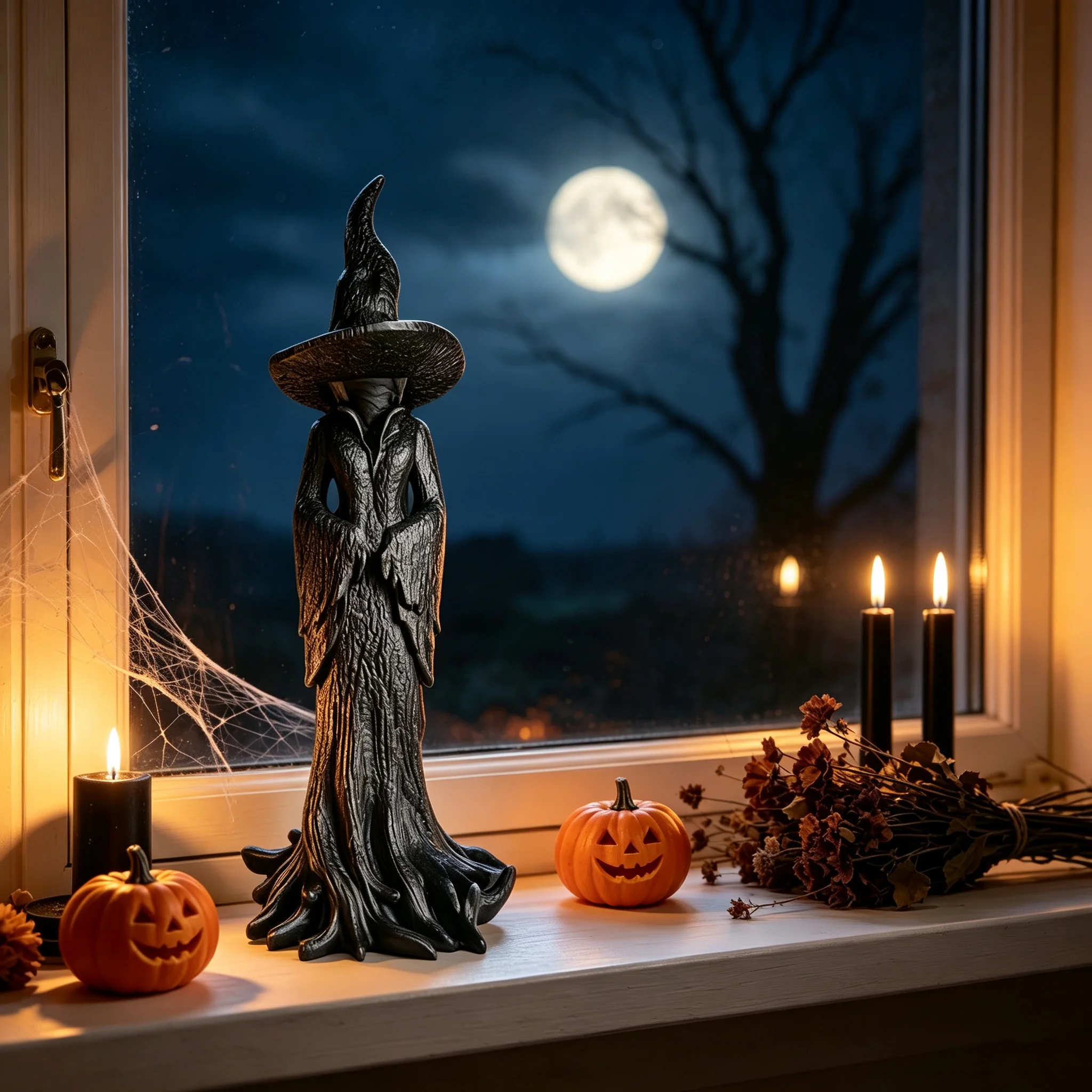 Gotische Hexen-Harzstatue Dunkle Ästhetik Zauberer-Figur Halloween-Dekoration Vintage Bücherregal-Skulptur Mysteriöses Bastelgeschenk