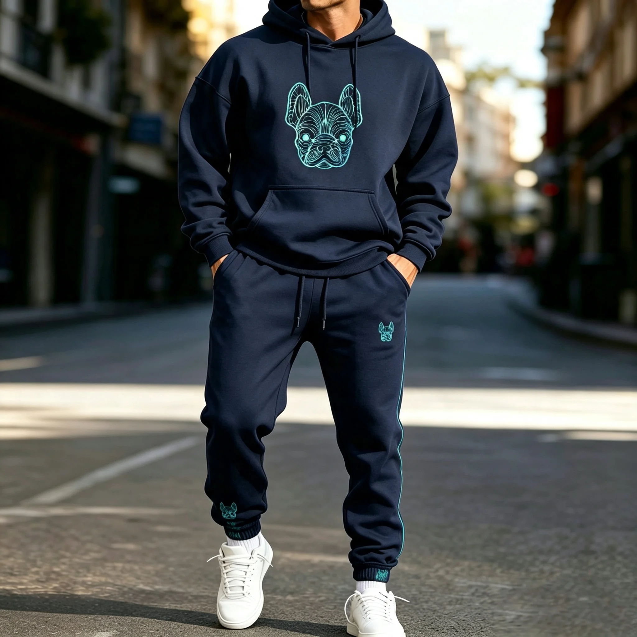 Men's Autumn Winter 2 Piece Outfits Casual Hoodie & Sweatpants Set Urban Streetwear Running Sports Tracksuit merch hoodie set