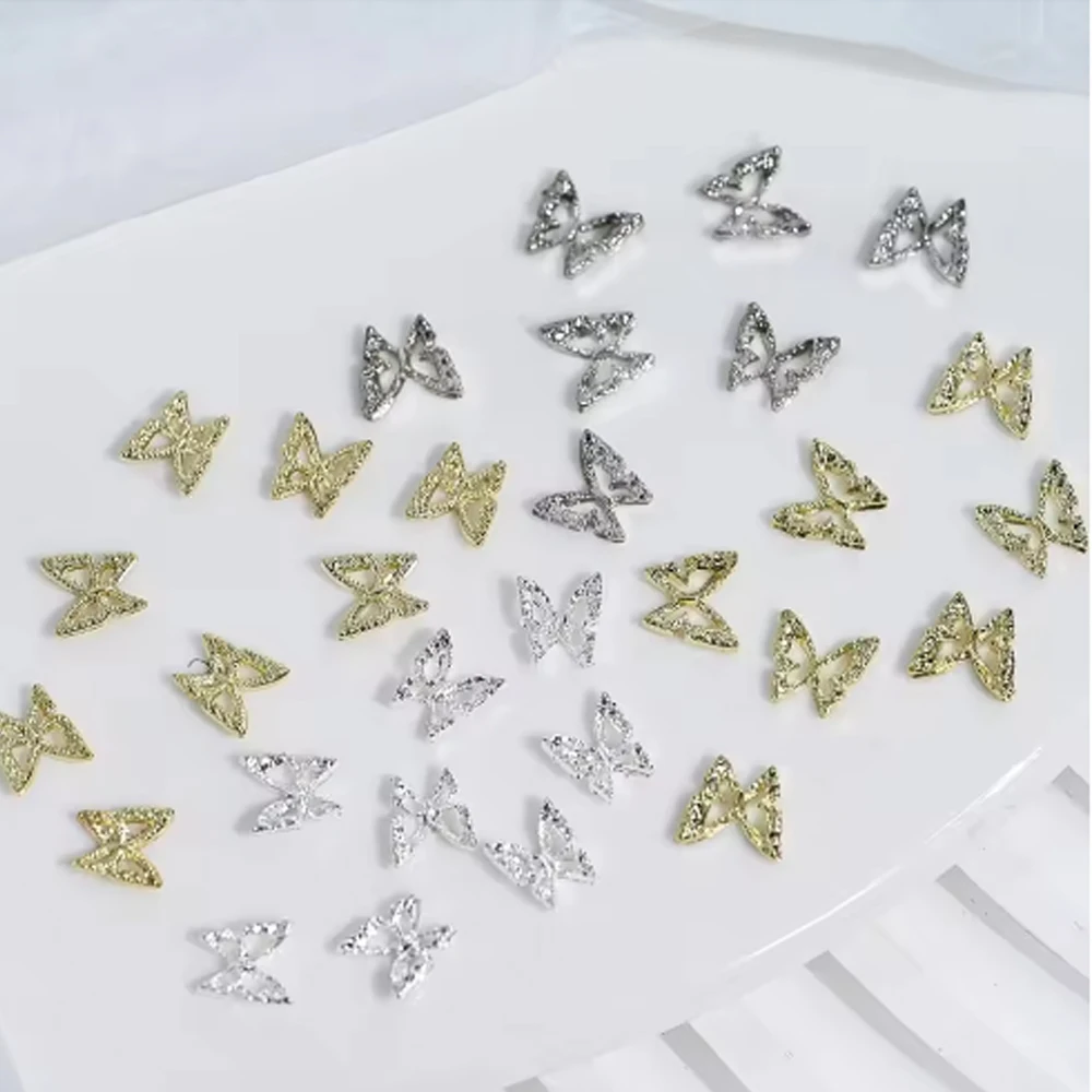 20 pièces paillettes diamant ailes creux papillon ongles breloques 3D papillons forme breloques pour ongles gemmes Nail Art décoration fournitures