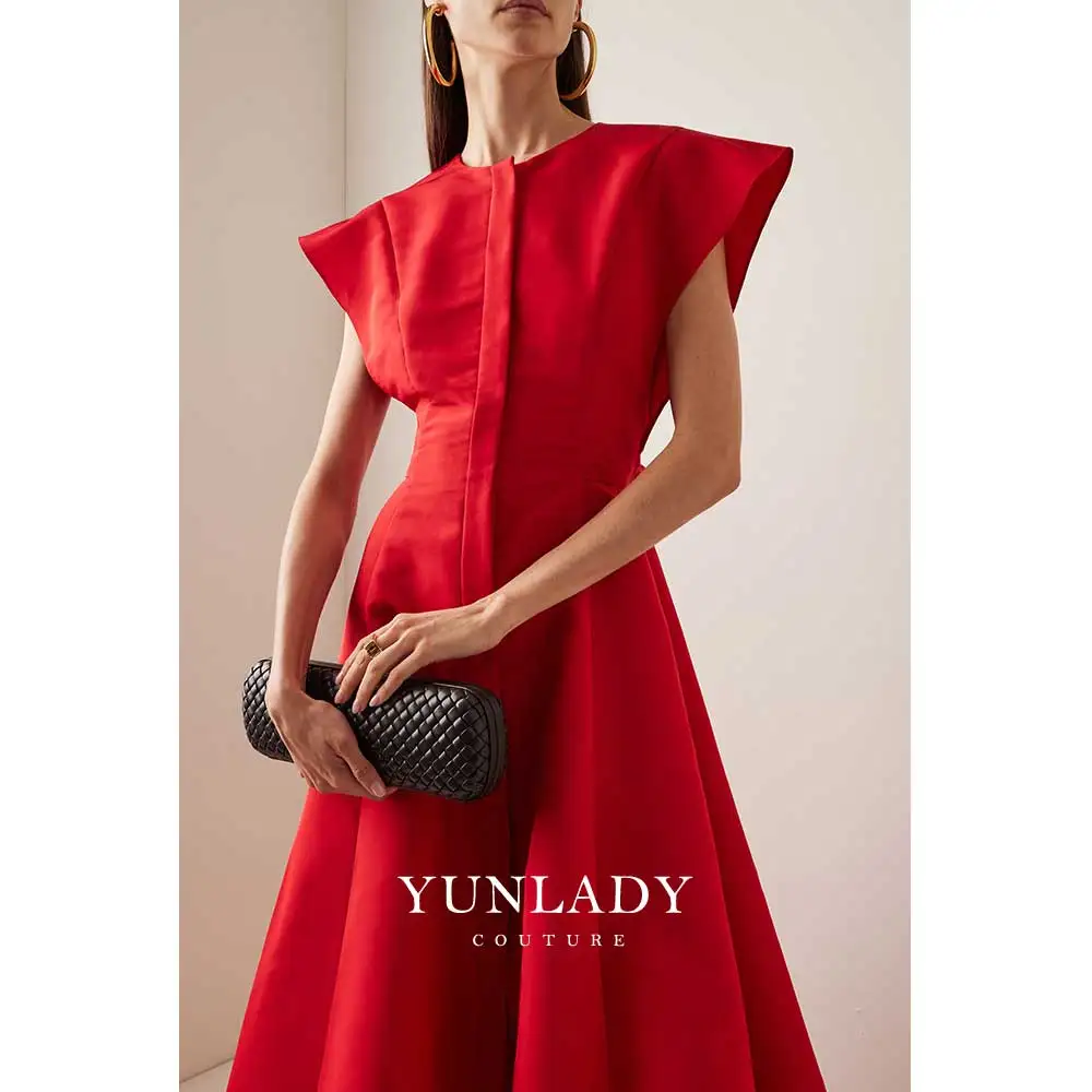 YUNLAN Luxury Red Sleeveless Long Skirt Flower Belt Suitable For Ladies Engaged Late Dresses 2024 Luxury Muslim Ball Gown