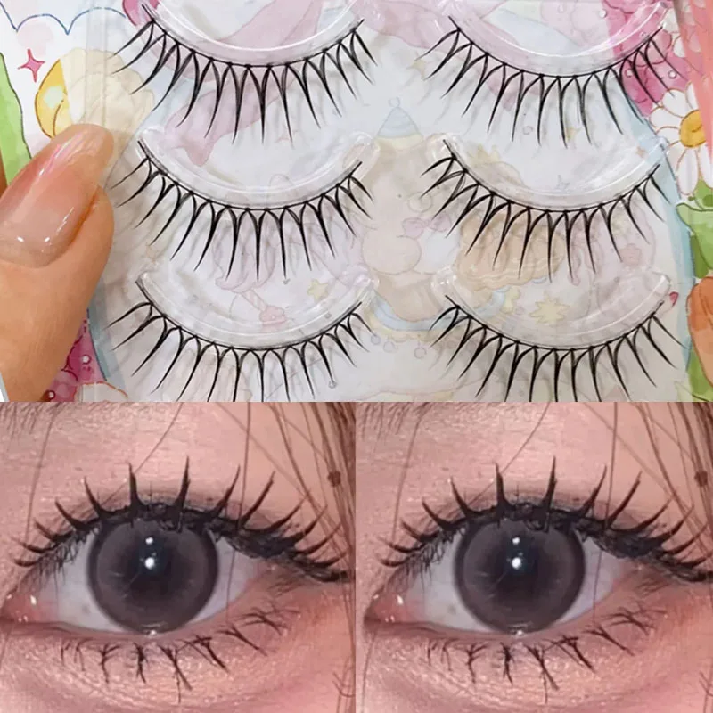 Koreaanse Idool U-vormige Wimpers Natuurlijke Piekerige Strip Wimpers Zachte Clusters Manga Valse Wimpers Extensions Comic Wimpers Make-Up