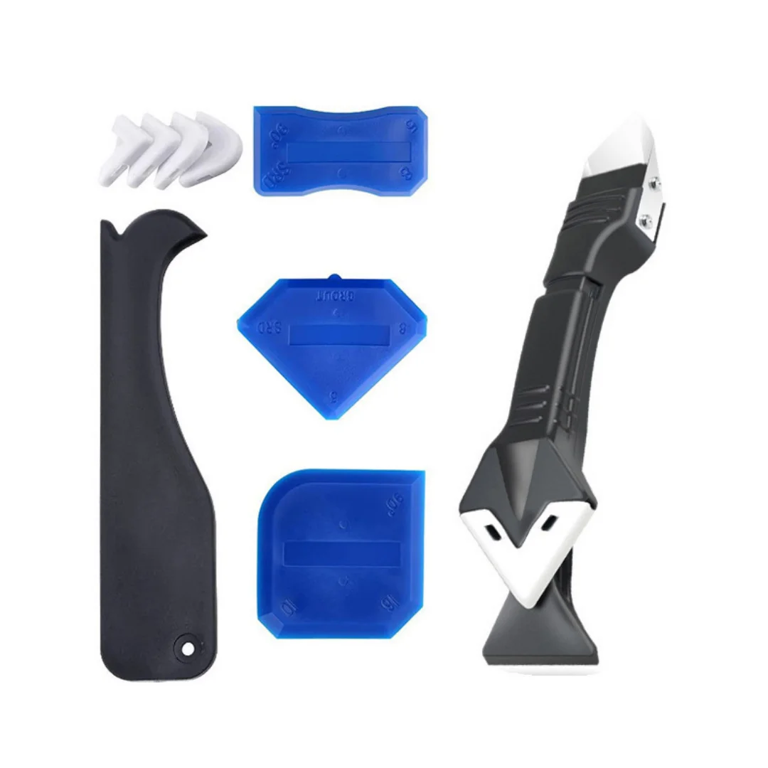 Silicone Caulking Tool Kit，Glass Glue Angle Scraper,Floor Glue Scraper， Caulk Remover Tool, Stainless Steelhead Caulk Remover and Sealant Scraper, Caulk Remover for Kitchen，Bathroom，Window，Joint,