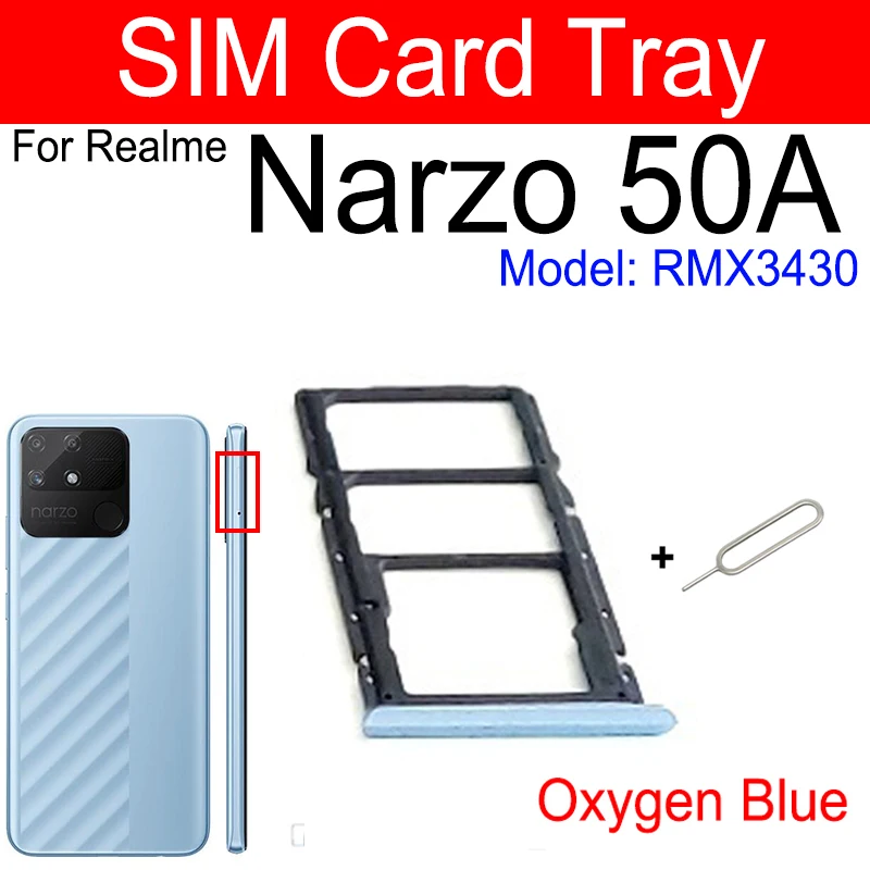 For Realme Narzo 50 Pro Narzo 50A Prime 50i Prime 4G 5G Sim Card Tary Slot Socket SIM Card Reader Holder Parts