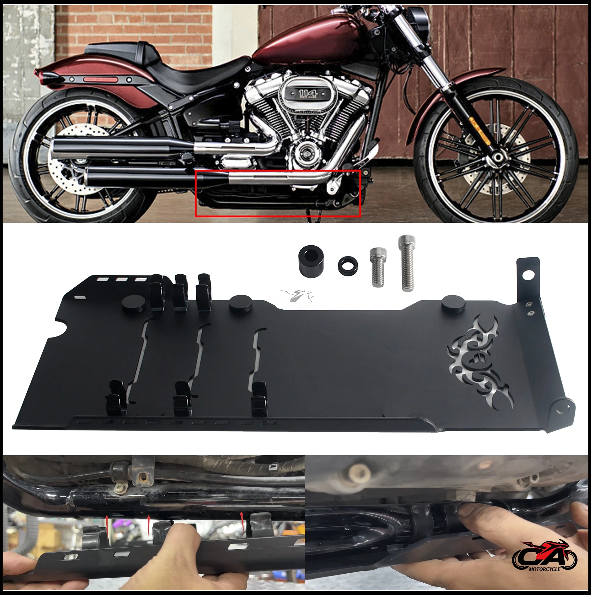 Motorcycle Under Skid Plate Engine Chassis Spoiler For Harley Softail FXST 20-24 FXBBS 21-26 FLDE FXBB 18-20 FLFB FXFB FXBR18-19
