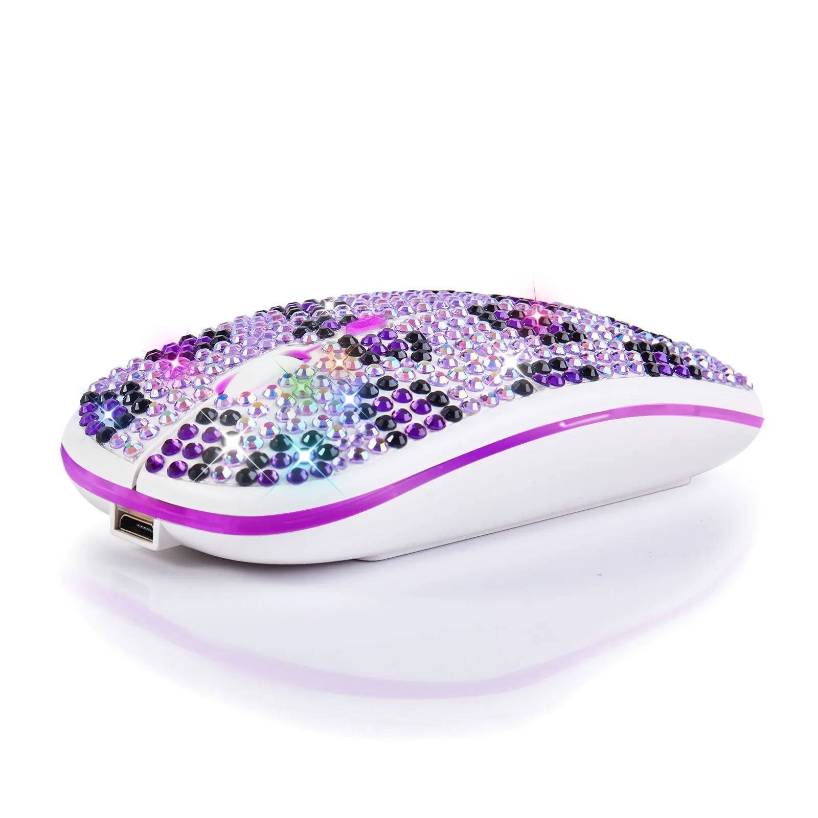 Rechargeable silent diamond inlaid Bluetooth dual-mode mouse electronic gift with colorful illuminated 2.4g wireless mouse